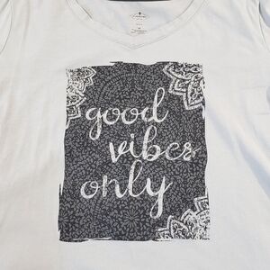 St. John's Bay Good Vibes Only 1X V Neck Tee